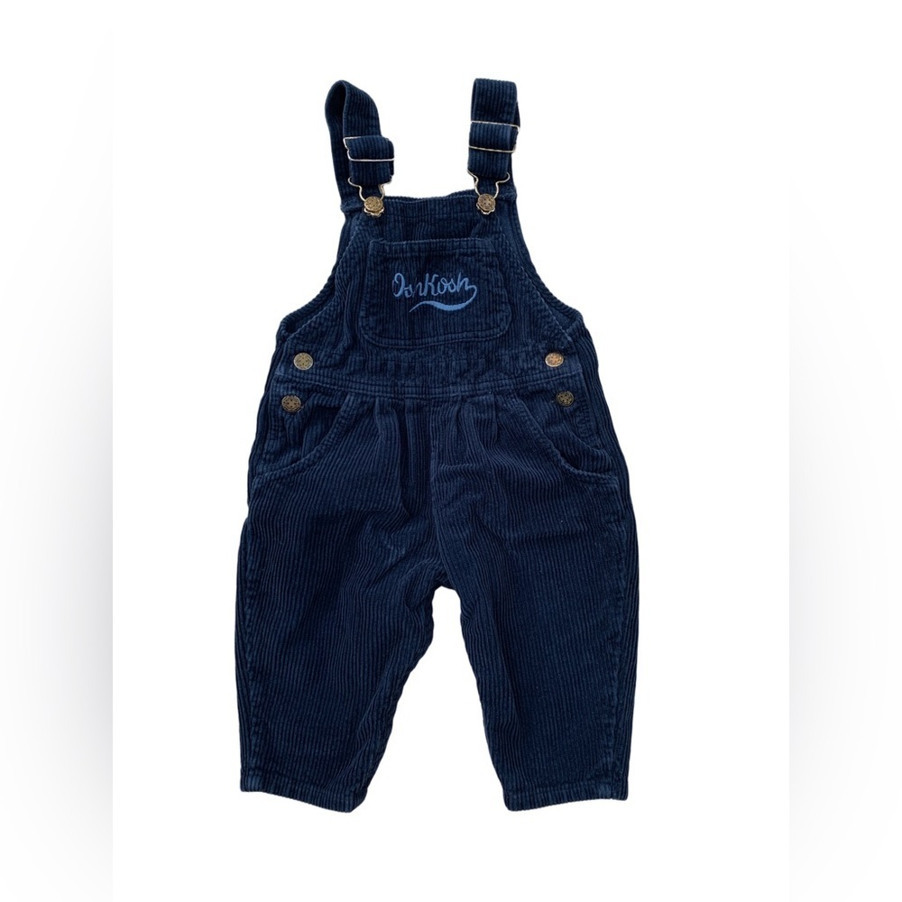 Vintage OshKosh Size 24 Months Blue Corduroy Bib Overalls